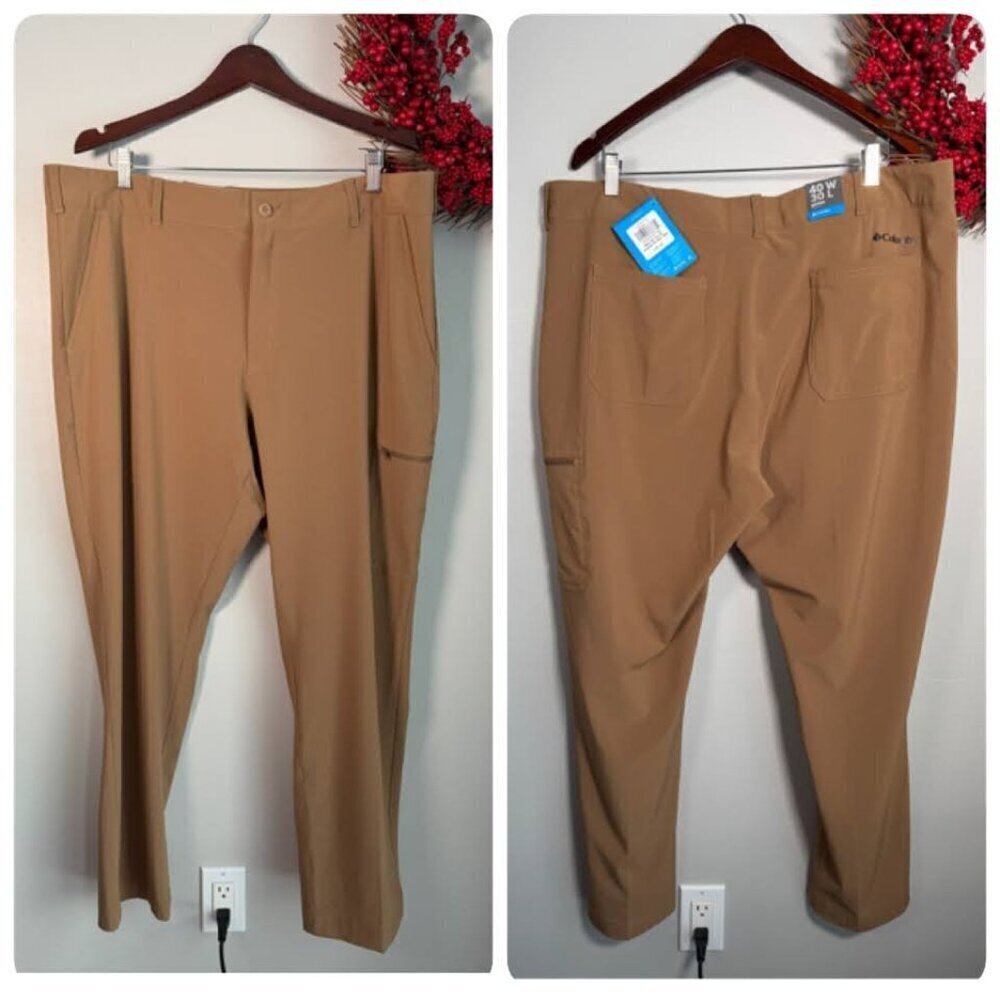 Columbia Mens Narrows Pointe Pants Size 40 30" Inseam Dark Beige